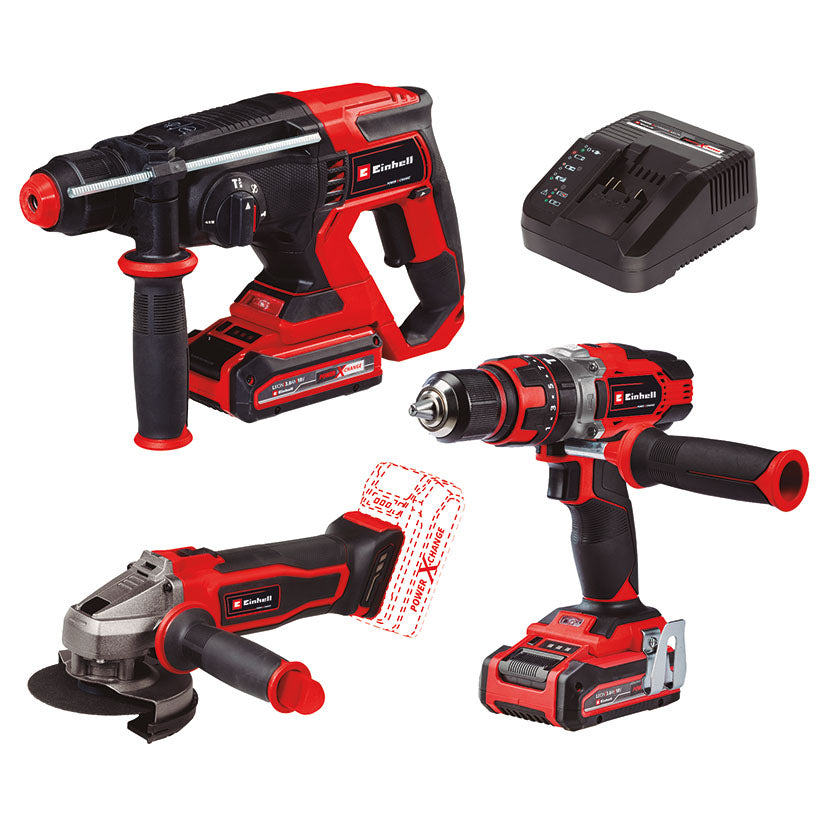 Pack martillo/amoladora/atornillador batería Einhell TE-TK Li+2