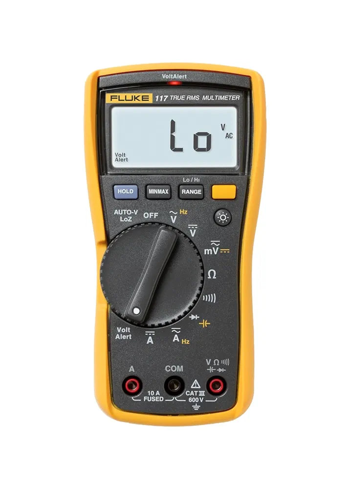 Fluke 117 Digital Multimeter, Non-Contact AC Voltage Detection, Measures Resistance/Continuity/Frequency/Capacitance/Min Max Average, Automatic AC/DC Voltage Selection, Low Impedance Mode