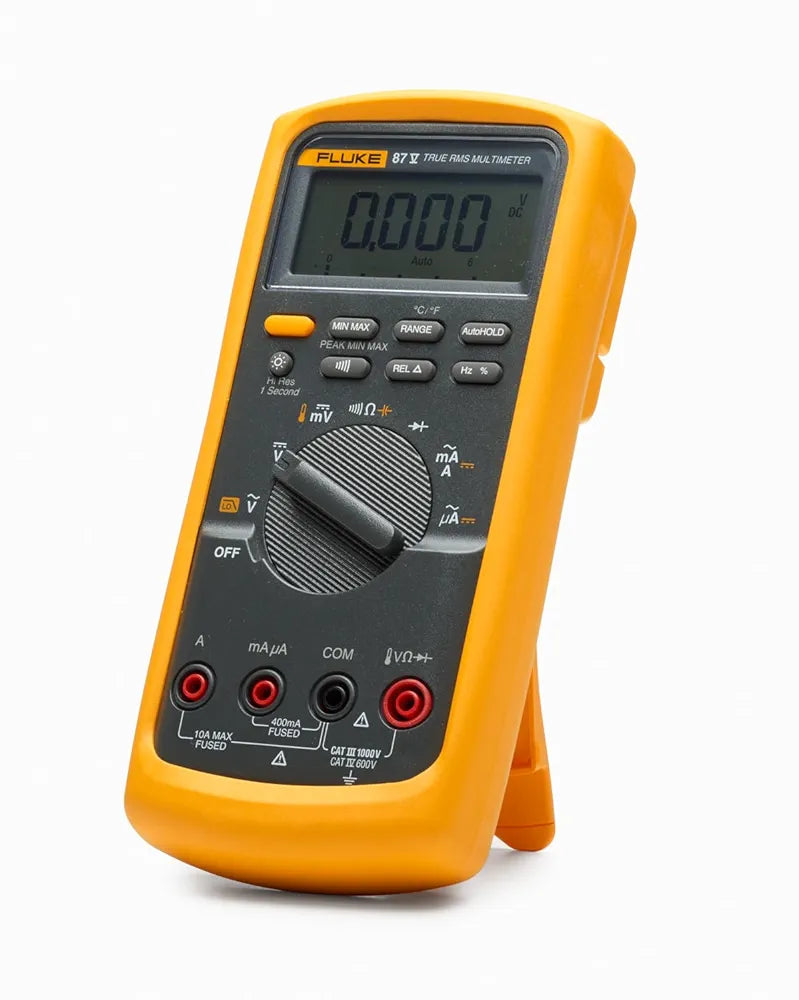 Fluke 87V Industrial Digital Multimeter, For Advanced Troubleshooting, Measures 1000 V AC/DC, Peak Min/Max, Low Pass Filter, Includes TL75 Test Leads, AC175 Alligator Clips, 80BK Temp Probe