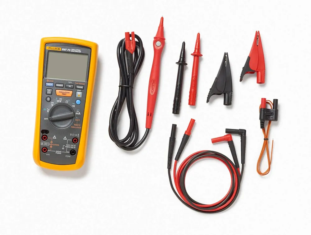 Fluke 1587 FC 2-in-1 Insulation Multimeter, True-RMS, Selectable Insulation Test Voltages Up To 1000 V, Pi/DAR Timed Ratio Tests, Measures Frequency, Includes Low-Pass Filter For Motor Drive VFD