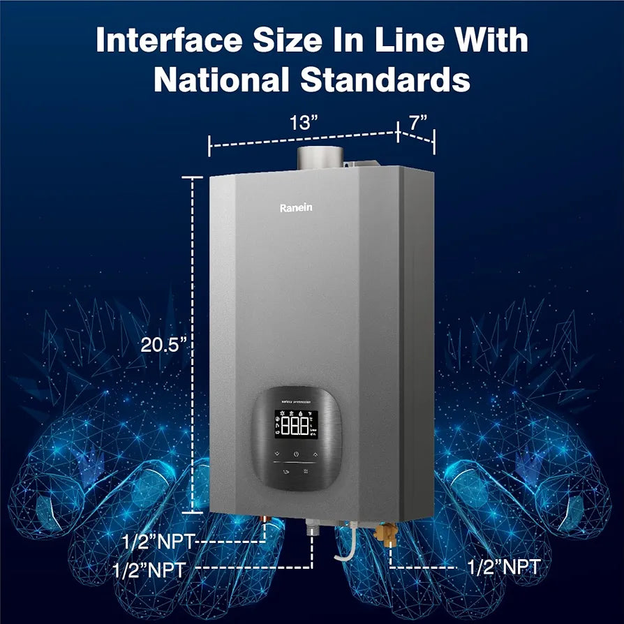Propane Gas Tankless Water Heater with Vent Pipe, Indoor Max 4.3 GPM, 100,000 BTU Instant Hot Water Heater