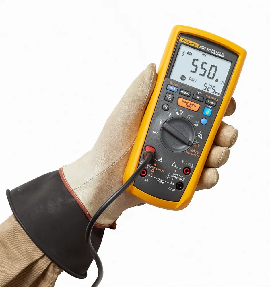 Fluke 1587 FC 2-in-1 Insulation Multimeter, True-RMS, Selectable Insulation Test Voltages Up To 1000 V, Pi/DAR Timed Ratio Tests, Measures Frequency, Includes Low-Pass Filter For Motor Drive VFD