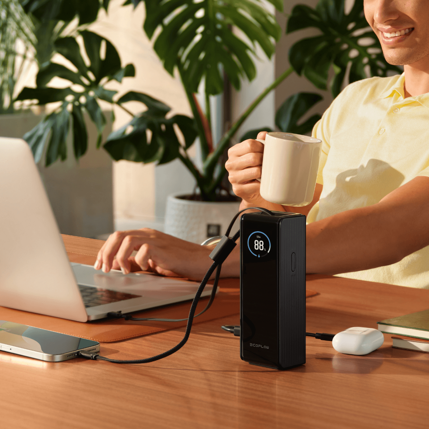 Banco de energía EcoFlow RAPID (25 000 mAh, 170 W, cables integrados y retráctiles de 100 W)
