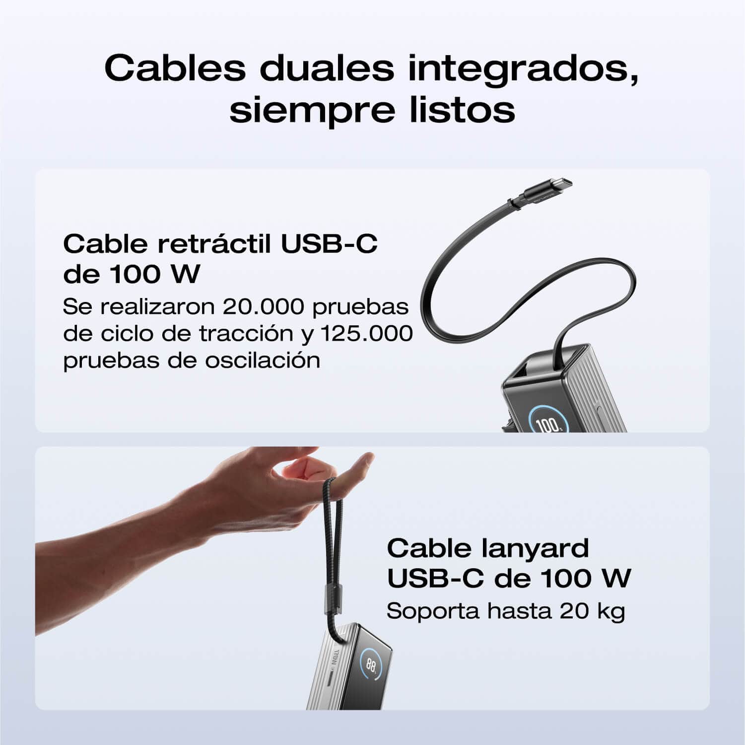 Banco de energía EcoFlow RAPID (25 000 mAh, 170 W, cables integrados y retráctiles de 100 W)