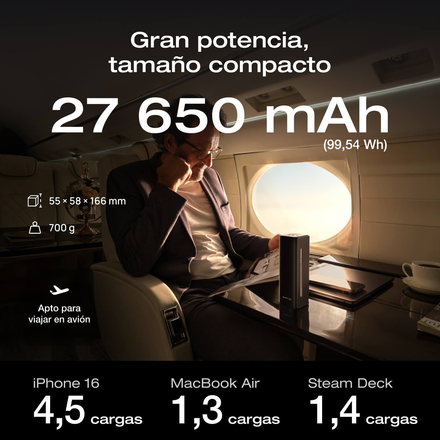 Banco de energía EcoFlow RAPID Pro (27 650 mAh, 300 W, cable integrado de 140 W)