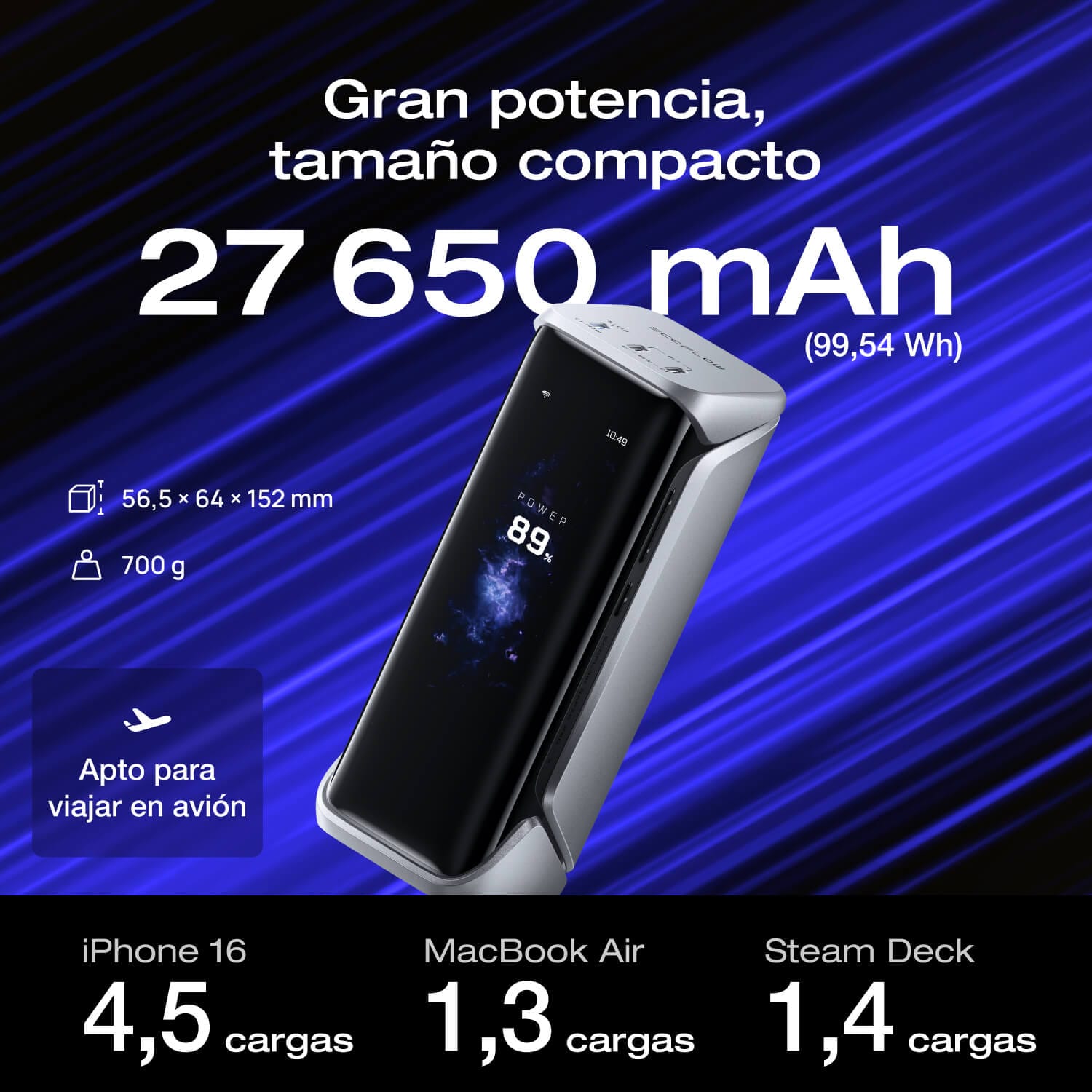 Banco de energía EcoFlow RAPID Pro X (27 650 mAh, 300 W)