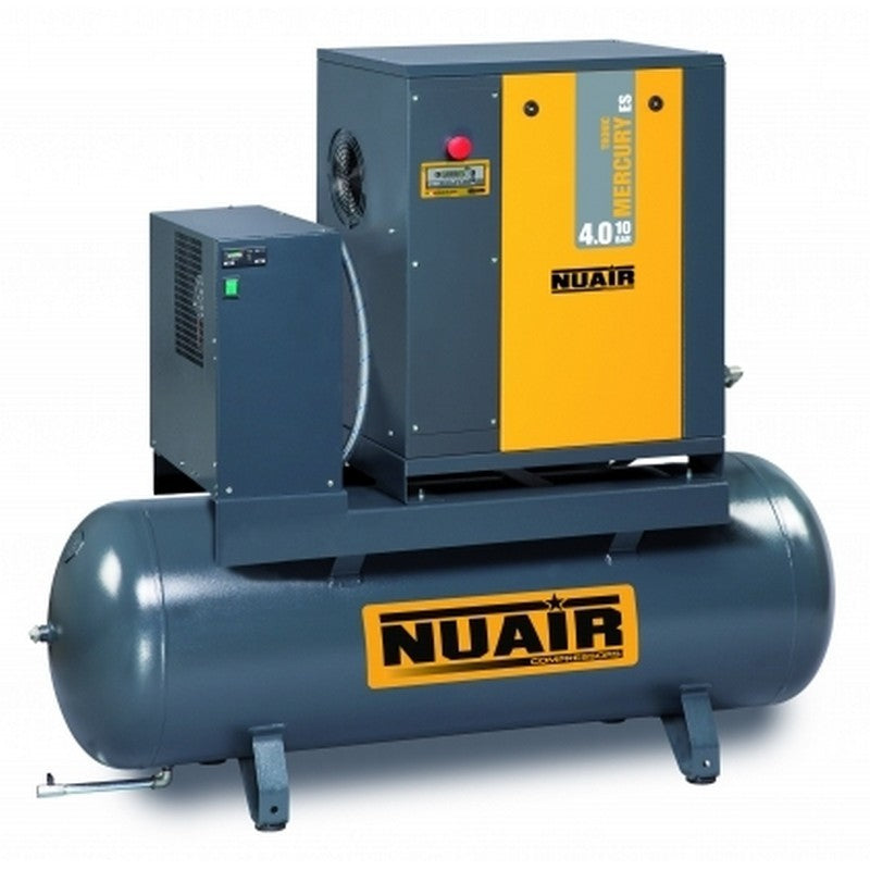 Compresor tornillo sobre caldera y secador, 7,5 HP 270 litros Trifásico, NUAIR MERCURY Tronic 5.5-10-270 ES