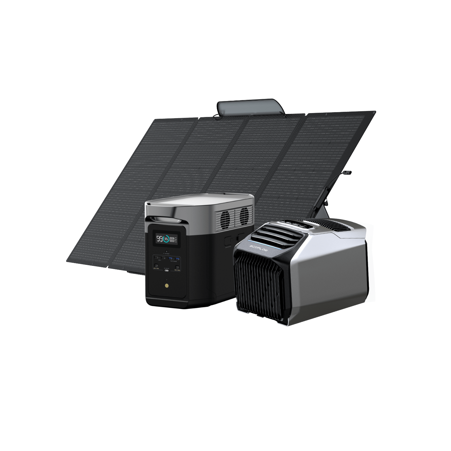 EcoFlow WAVE 2 + EcoFlow DELTA 2 Max + Panel solar portátil EcoFlow de 400W