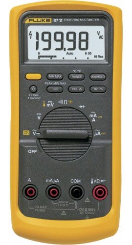 Fluke 87V Industrial True-RMS Multimeter with temperature, 1000 V, 10 A