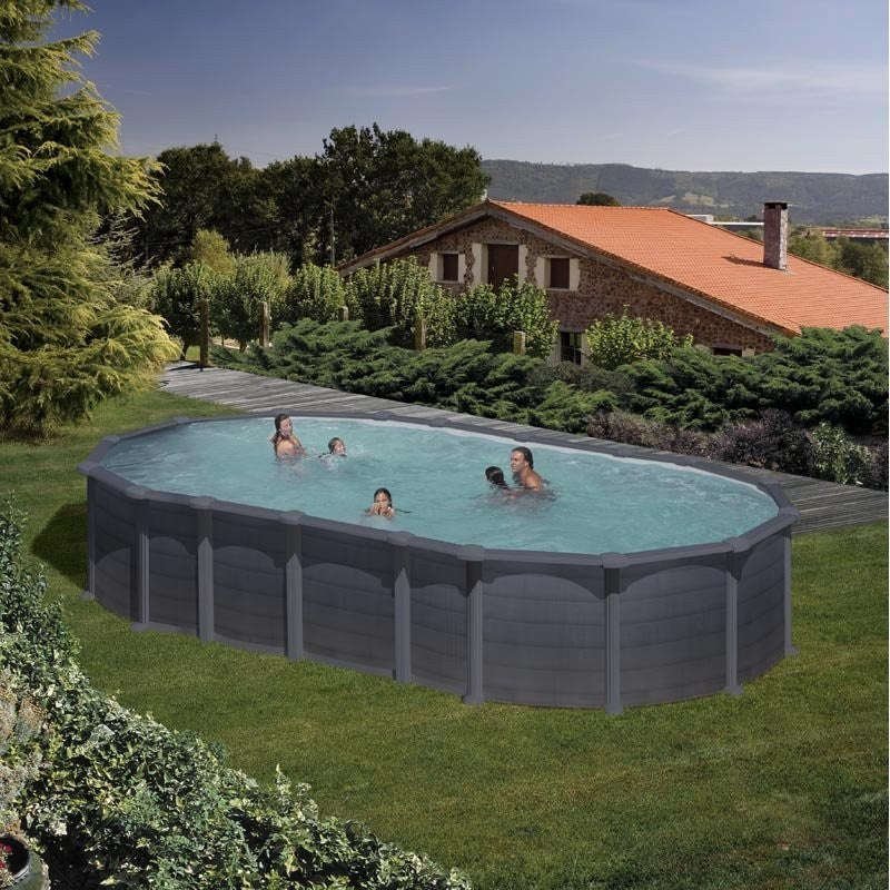 Gre Piscina Capri Ovalada De Acero Grafito 730 x 375 x 132 cm