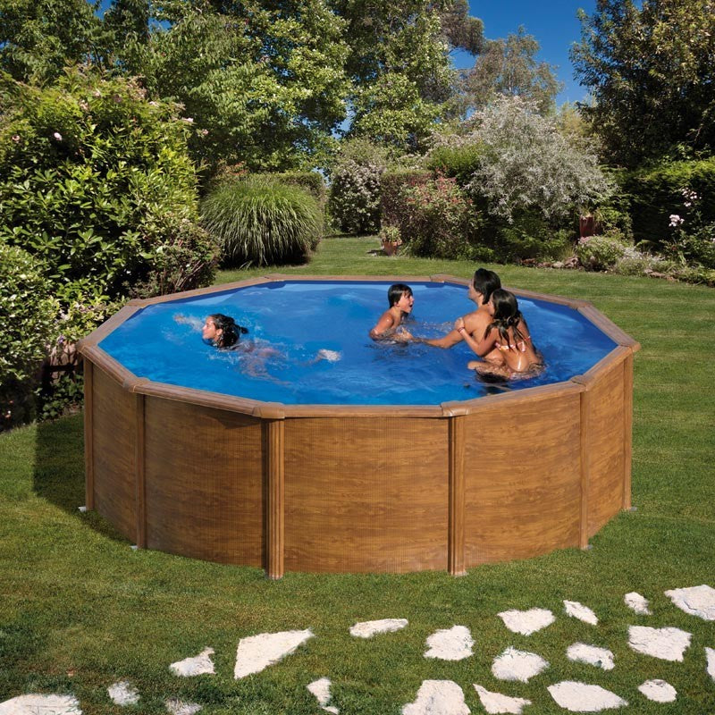 Gre Piscina De Acero Aspecto Madera Pacific Redonda Ø350 x ↕120cm