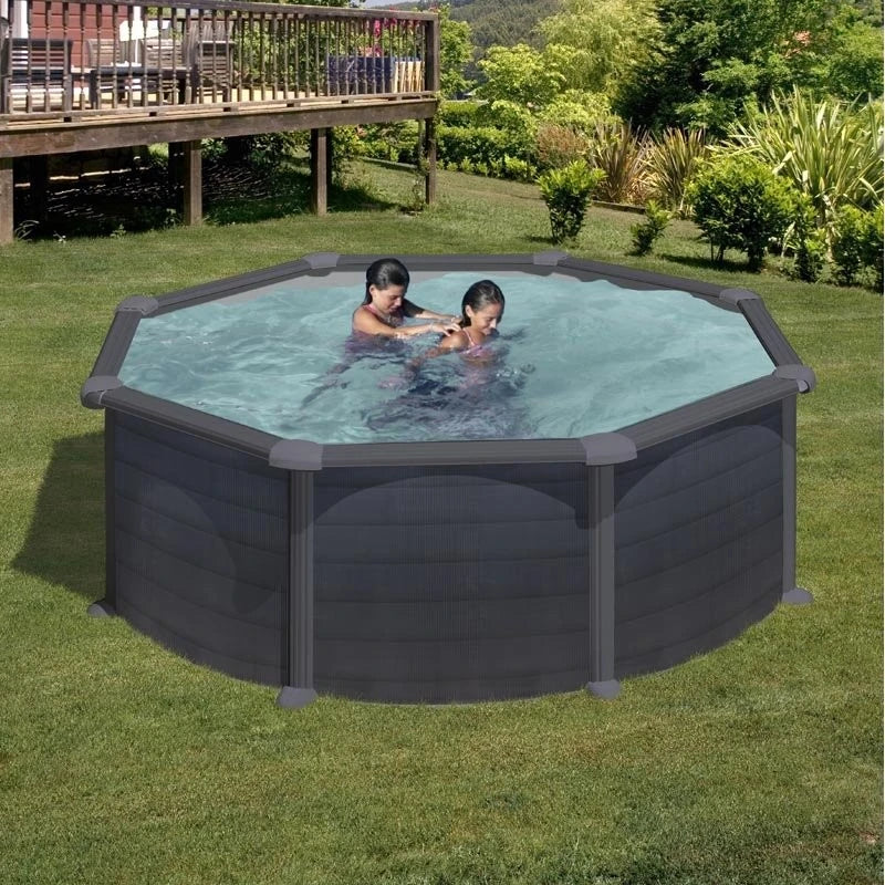 Gre Piscina Granada Redonda Imitación Grafito Ø460×132 cm y Ø350x132 cm