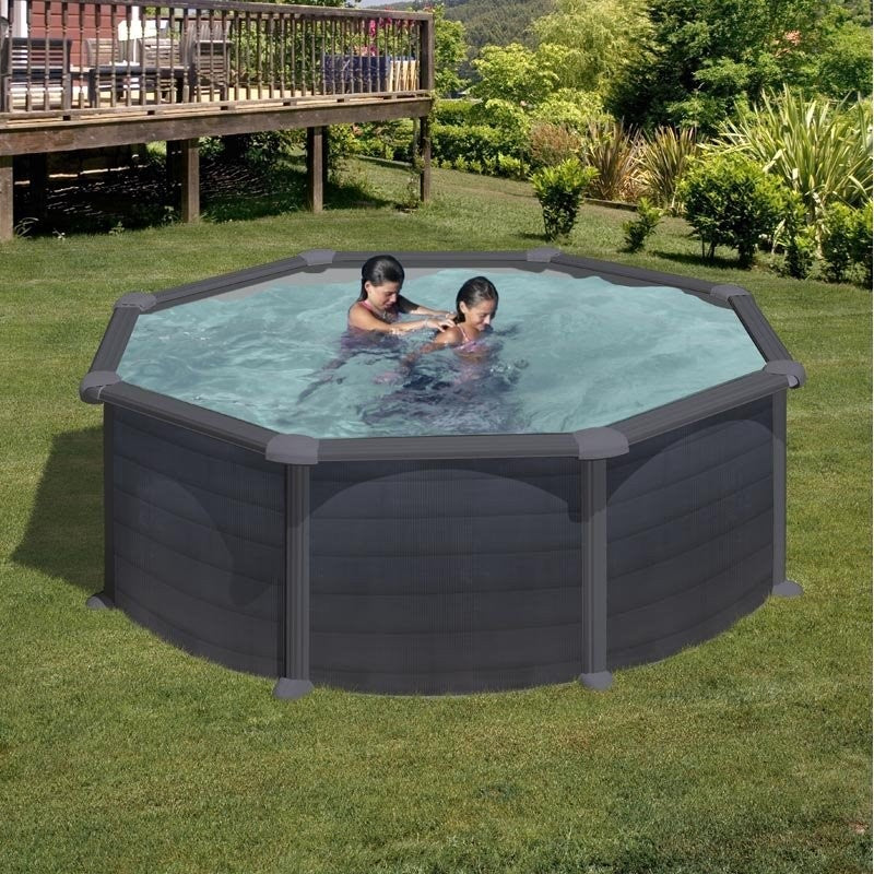 Gre Piscina Granada Redonda Imitación Grafito Ø460×132 cm y Ø350x132 cm
