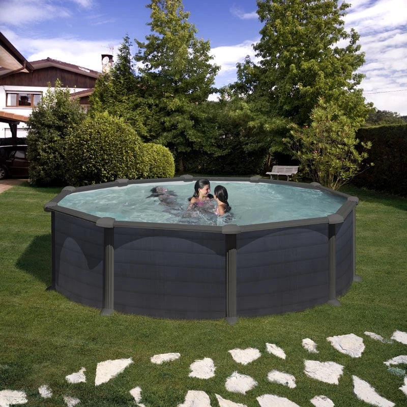 Gre Piscina Granada Redonda Imitación Grafito Ø460×132 cm y Ø350x132 cm
