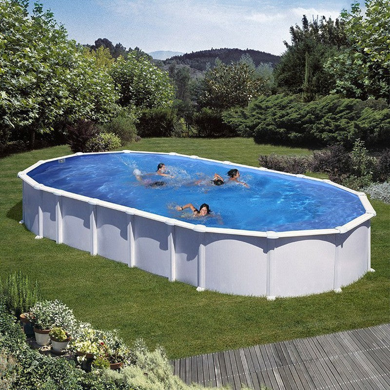 Gre Piscina Haiti Ovalada De Acero Blanca